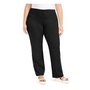 EILEEN FISHER Womens Black Stretch Wear To Work Straight leg Pants Plus 3X